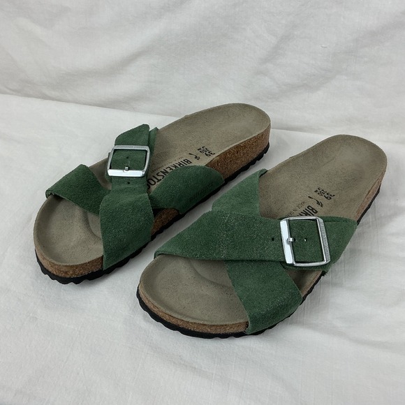 BirkenstockSienna Shimmer Suede Sandals, soft footbed, EU 39 NEW without box